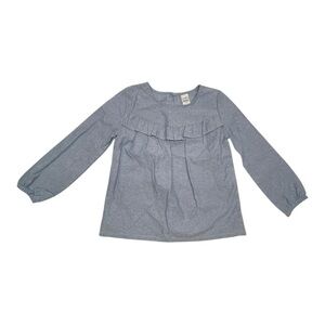 Carter's® Blue Long Sleeve Chambray Blouse with Pleated Front Size: 5T
